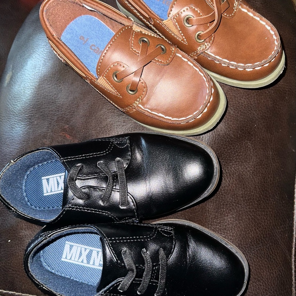 Kids Brown and Black Dress Shoes
